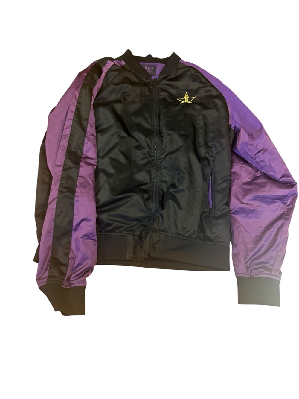 Jefferey star black and Purple Bomber Jacket with Star Logo